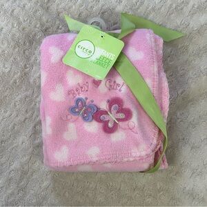 Circo Baby Girl Pink Butterfly Blanket Hearts Fleece Stitched Edge Purple Target